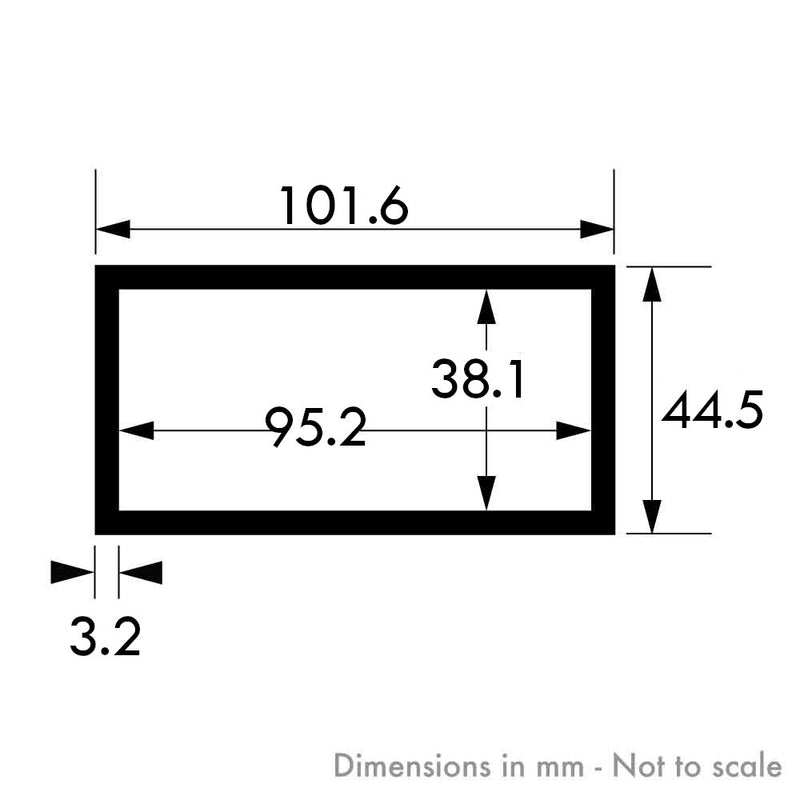 101.6mm x 44.5mm x 3.2mm (4" x 1 3/4" x 10swg) Aluminium Rectangular Tube