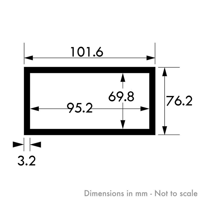 101.6mm x 76.2mm x 3.2mm (4" x 3" x 10swg) Aluminium Rectangular Tube