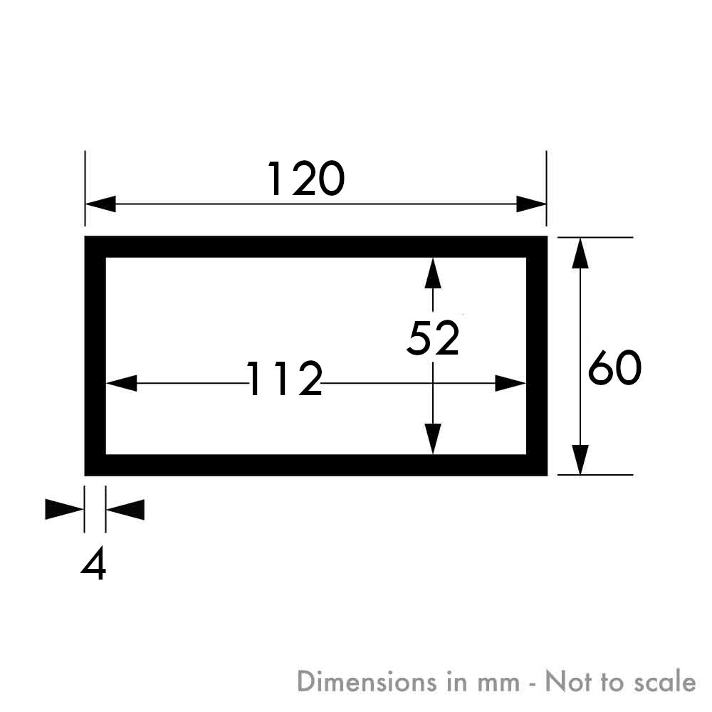 120mm x 60mm x 4mm Aluminium Rectangular Tube