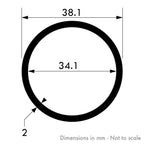 38.1mm x 2mm (1 1/2" x 14swg) Bright Polished Stainless Steel Round Tube