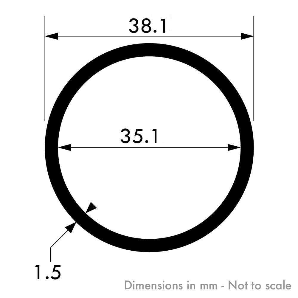 38.1mm x 1.5mm (1 1/2" x 1/16") Bright Polished Stainless Steel Round Tube