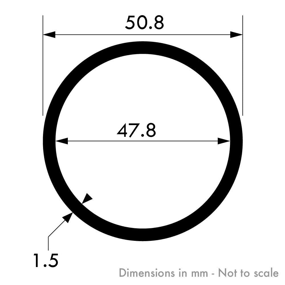 50.8mm x 1.5mm (2" x 1/16") Brushed Polished Stainless Steel Round Tube