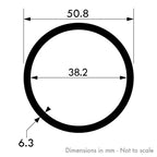 50.8mm x 6.3mm (2" x 1/4") Aluminium Round Tube
