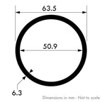63.5mm x 6.3mm (2 1/2" x 1/4") Aluminium Round Tube