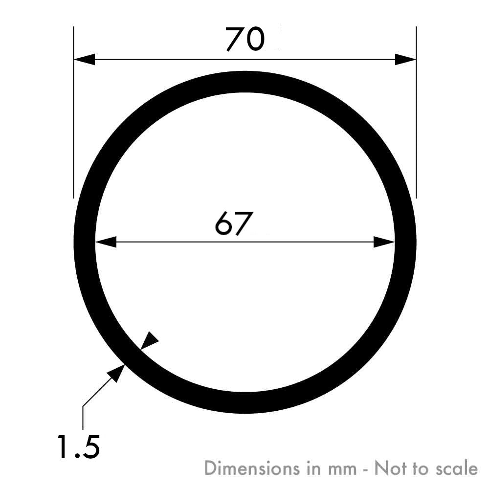 70mm x 1.5mm Brushed Polished Stainless Steel Round Tube