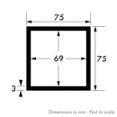 75mm x 75mm x 3mm Aluminium Square Tube