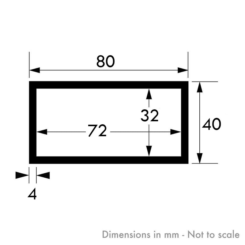 80mm x 40mm x 4mm Aluminium Rectangular Tube