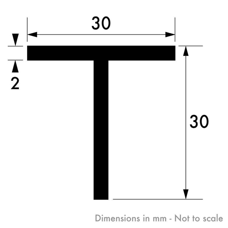 30mm x 30mm x 2mm Aluminium T-Section