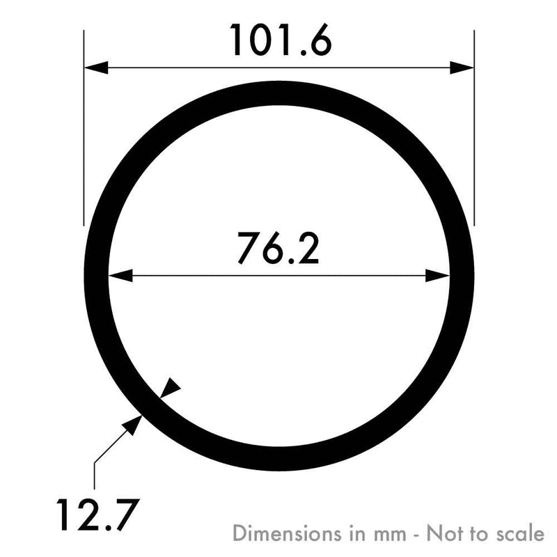 101.6mm x 12.7mm (4" x 1/2") Aluminium Round Tube