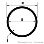 10mm x 1mm Aluminium Round Tube