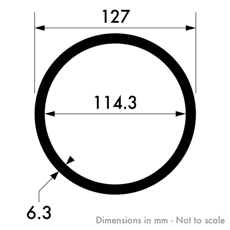 127mm x 6.3mm (5" x 1/4") Aluminium Round Tube