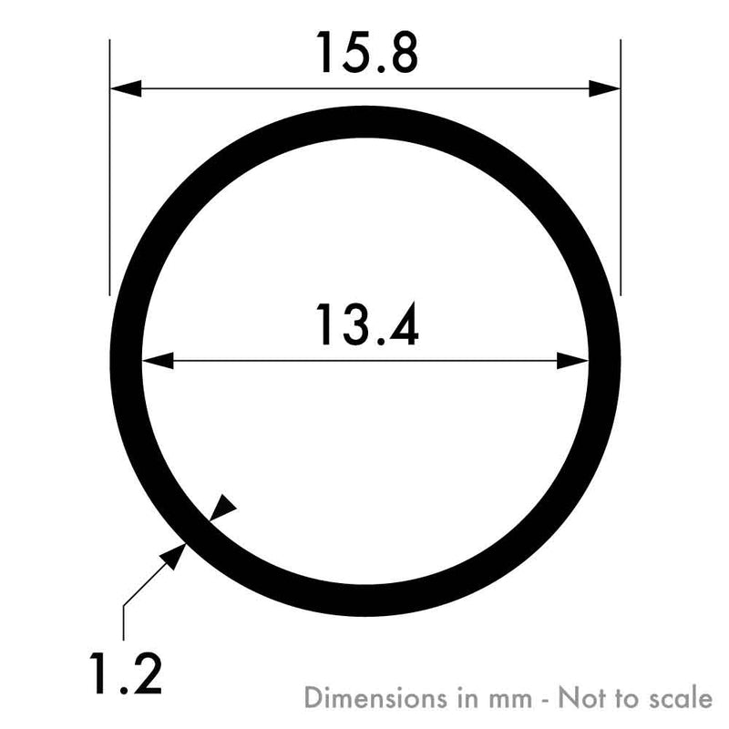 15.8mm x 1.2mm (5/8" x 18swg) Aluminium Round Tube