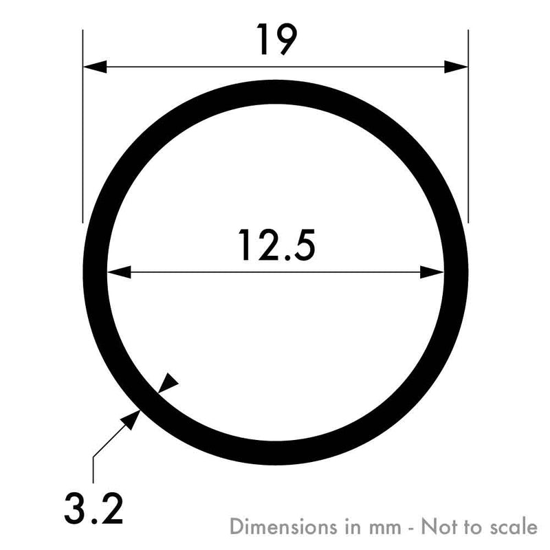 19mm x 3.2mm (3/4" x 10swg) Aluminium Round Tube