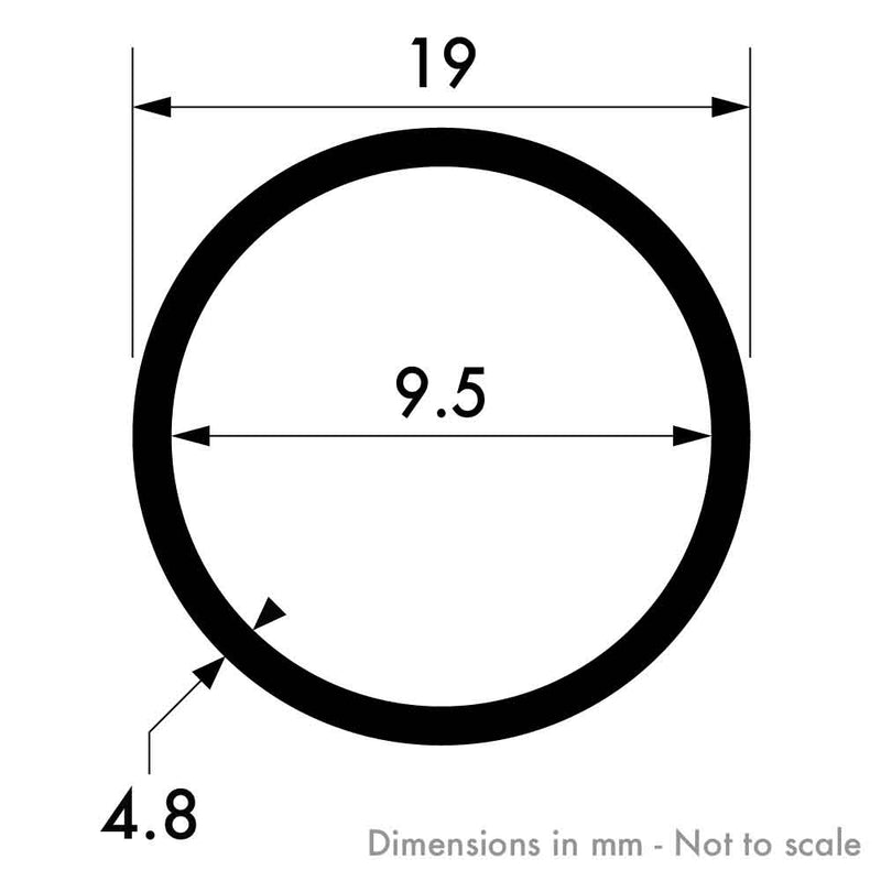 19mm x 4.8mm (3/4" x 3/16") Aluminium Round Tube Aluminium Warehouse