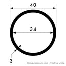 40mm x 3mm Aluminium Round Tube