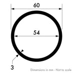 60mm x 3mm Aluminium Round Tube