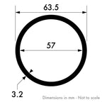 63.5mm x 3.2mm (2 1/2" x 10swg) Aluminium Round Tube