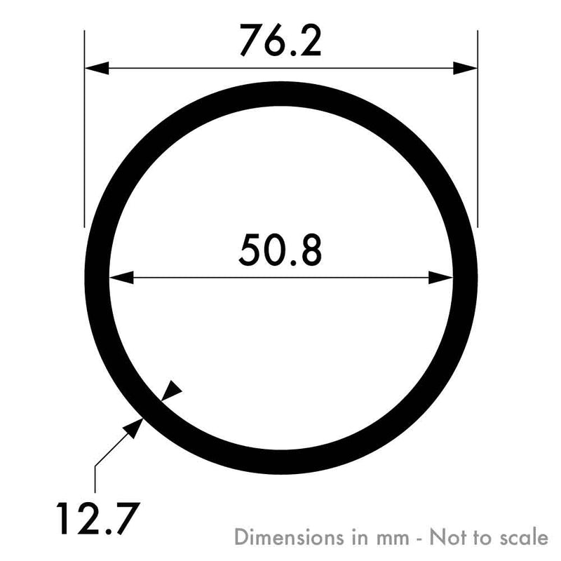 76.2mm x 12.7mm (3" x 1/2") Aluminium Round Tube