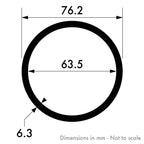 76.2mm x 6.3mm (3" x 1/4") Aluminium Tube