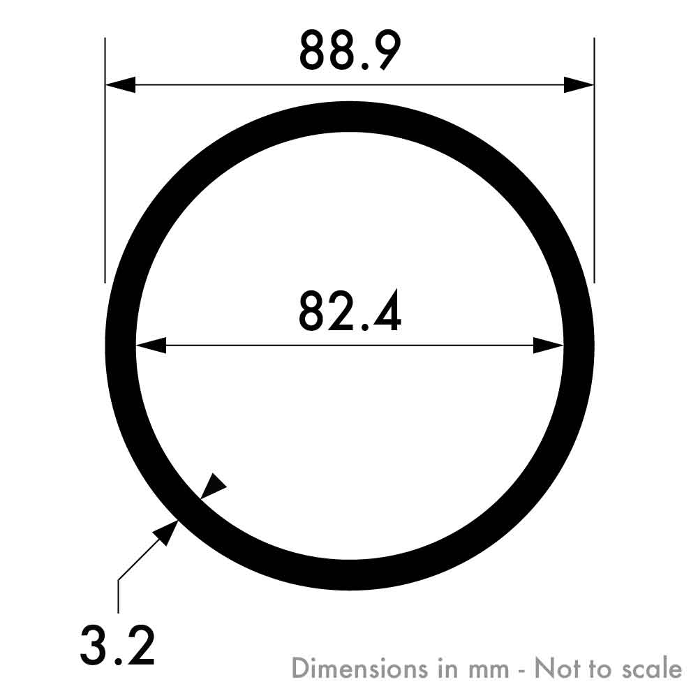 88.9mm x 3.2mm (3 1/2" x 10swg) Aluminium Round Tube