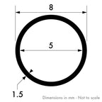 8mm x 1.5mm Mill Finish Aluminium Round Tube