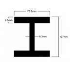 127mm x 76.2mm x 6.3mm x 9.5mm (5" x 3" x 1/4" x 3/8") Aluminium I-Beam