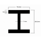 203.2mm x 76.2mm x 7.1mm x 10.3mm (8" x 3" x 9/32" x 13/32") Aluminium I-Beam