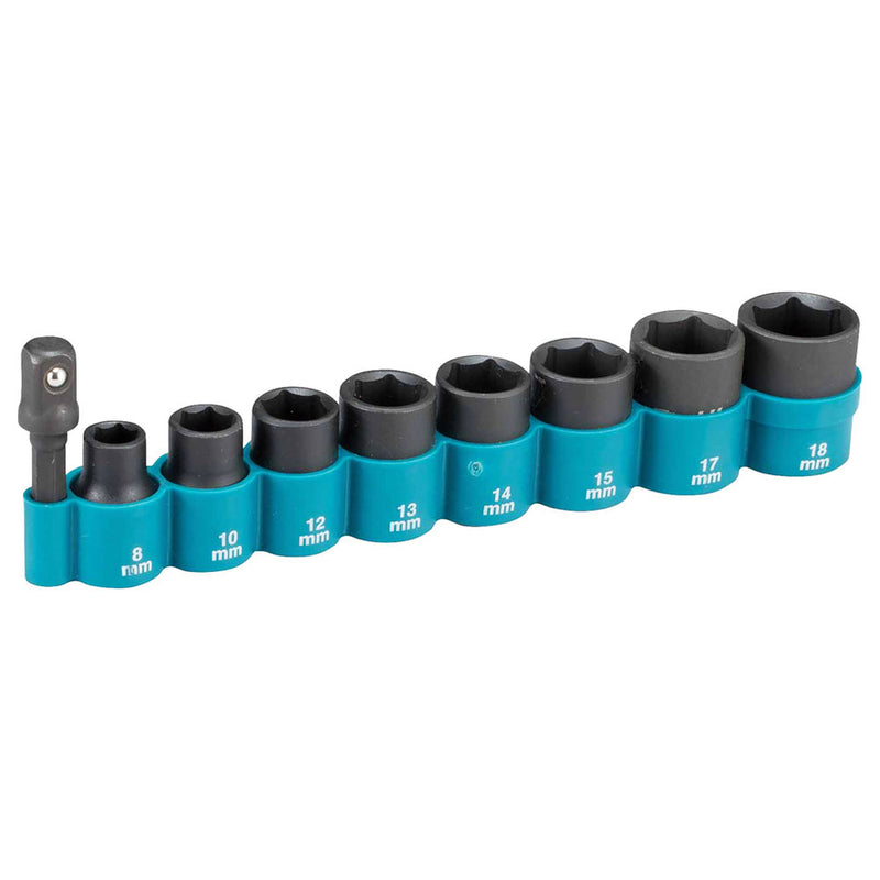 MAKITA B-54651 3/8" DRIVE IMPACT SOCKET SET WITH 1/4" HEX CONVERTER 9 PCS