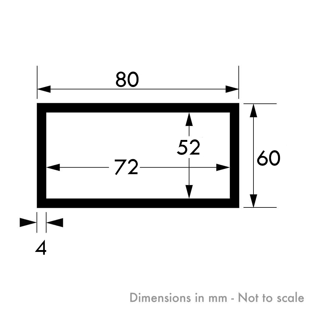80mm x 60mm x 4mm Aluminium Rectangular Tube