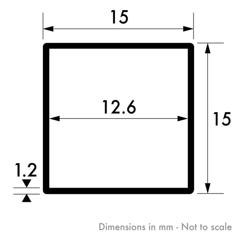 15mm x 15mm x 1.2mm Stainless Steel Box Section 304 Brushed Polished