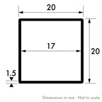 20mm x 20mm x 1.5mm Stainless Steel Square Tube 304 Brushed Polished Aluminium Warehouse