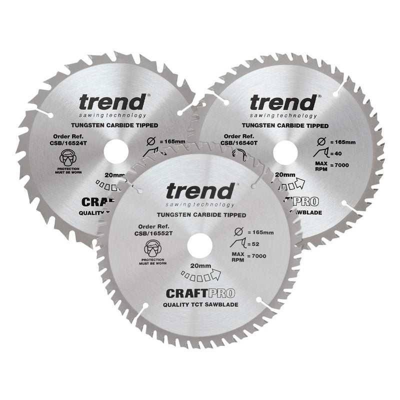 Trend CSB/165/3PKB 165mm Craft Saw Blade Triple Pack