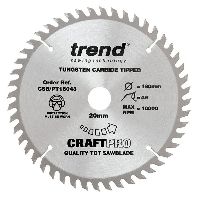 Trend CSB/PT16048 160mm 48T Craft Saw Blade (Single)