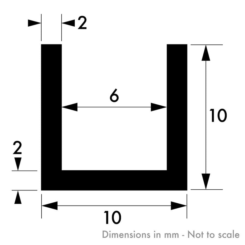 10 mm x 10 mm x 2 mm x 2 mm - Aluminium Channel - Aluminum Warehouse