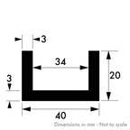 40mm x 20mm x 3mm Aluminium Channel