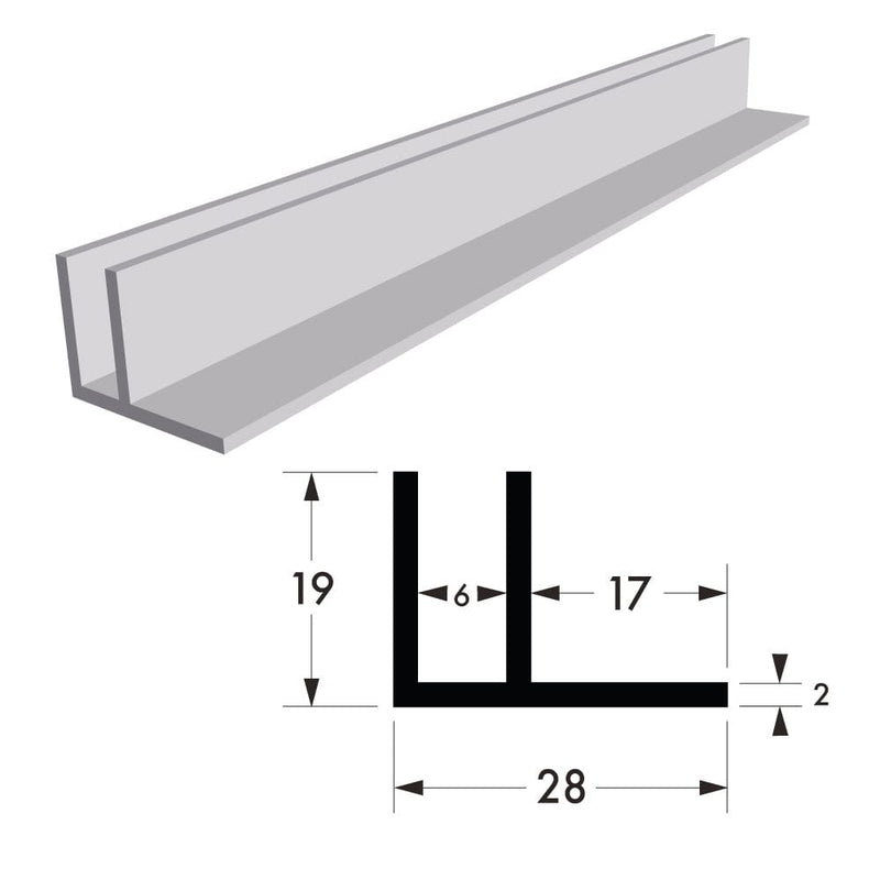 28 mm x 19 mm - Aluminium F Section - Aluminum Warehouse